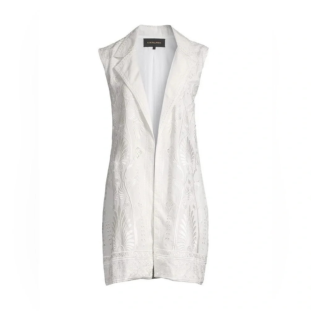 NWT Kobi Halperin Long Siena Vest Embroidered in Hab White size Medium
